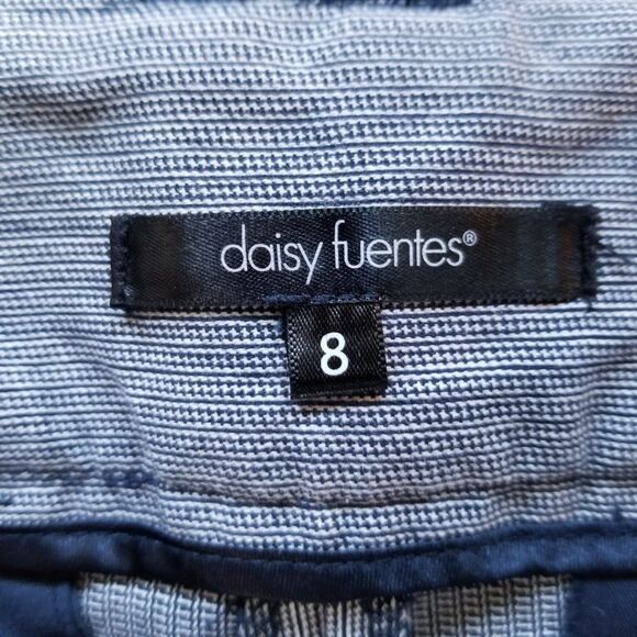Daisy Fuentes Wide-Waistband Navy/Gray Capri Pants - Size 8 - Textured Pattern - Picture 2 of 16